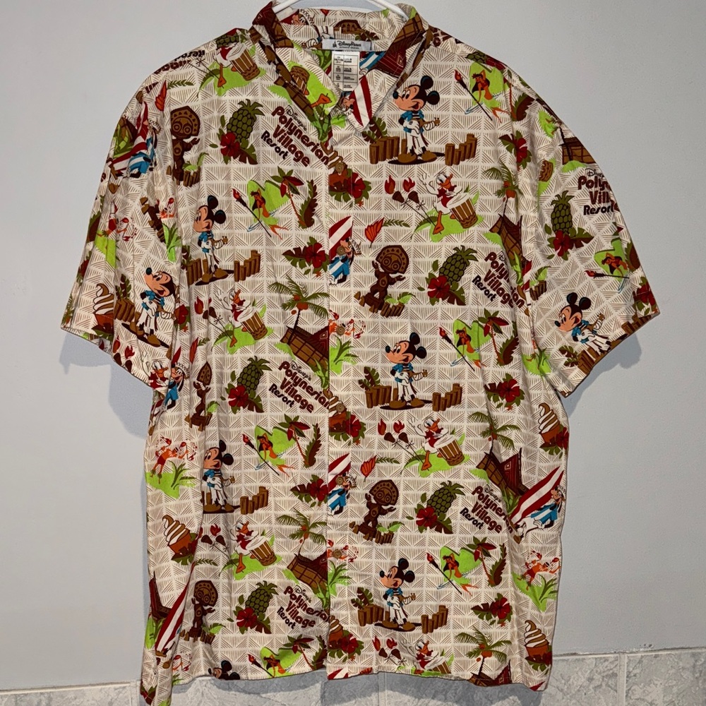 Men's Disney Polynesian Village Hawaiian Shirt feat. Mickey, Goofy & Donald